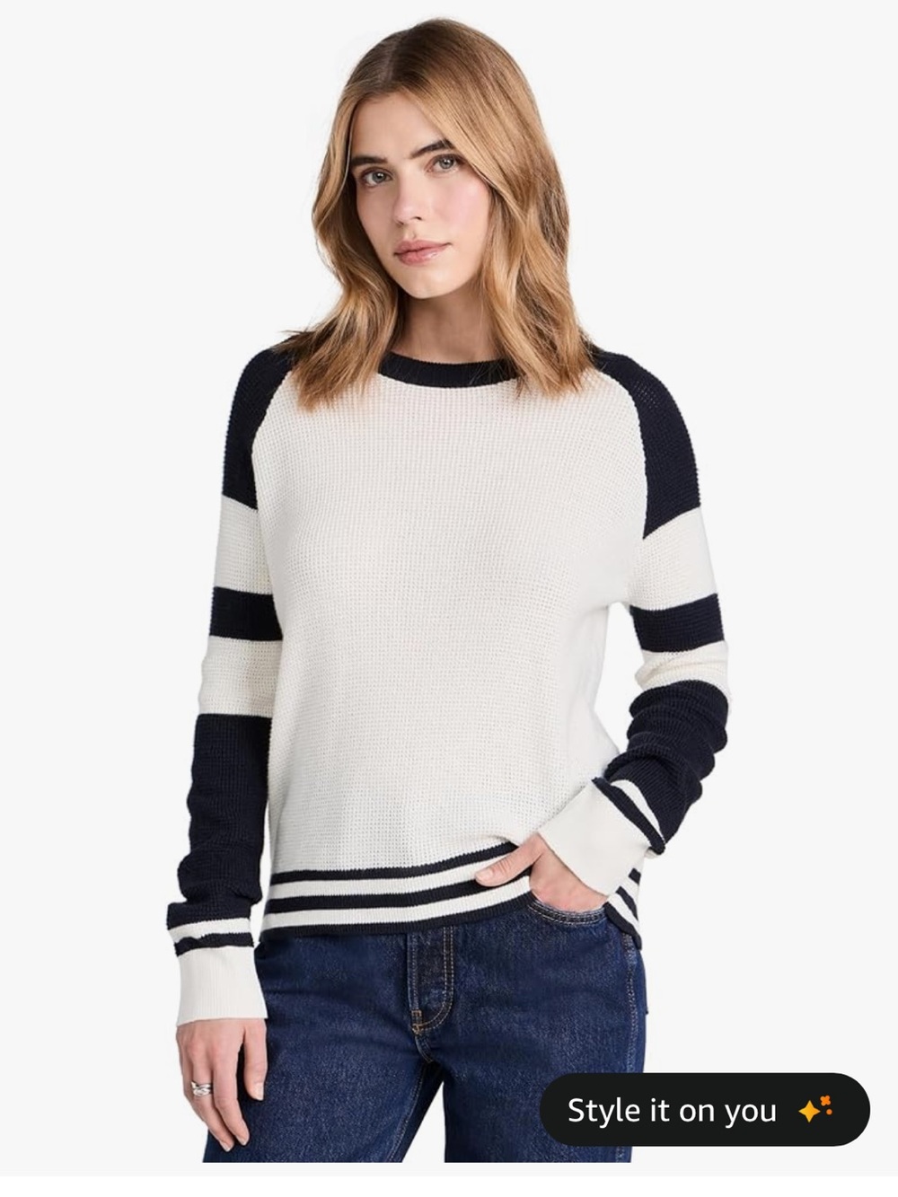 Faherty Crewneck Throwback Sweater in Wrigley Cotton Cashmere Blend Size Med